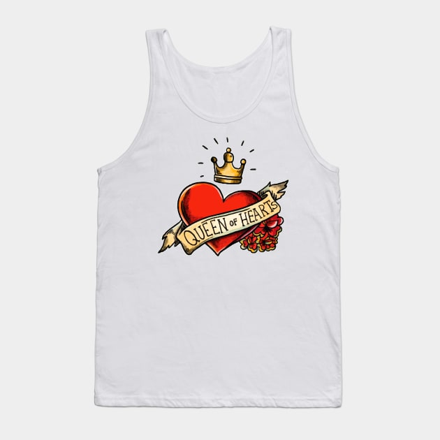 Queen of Hearts Old Tattoo Concept with Roses Tank Top by Wear Your Story